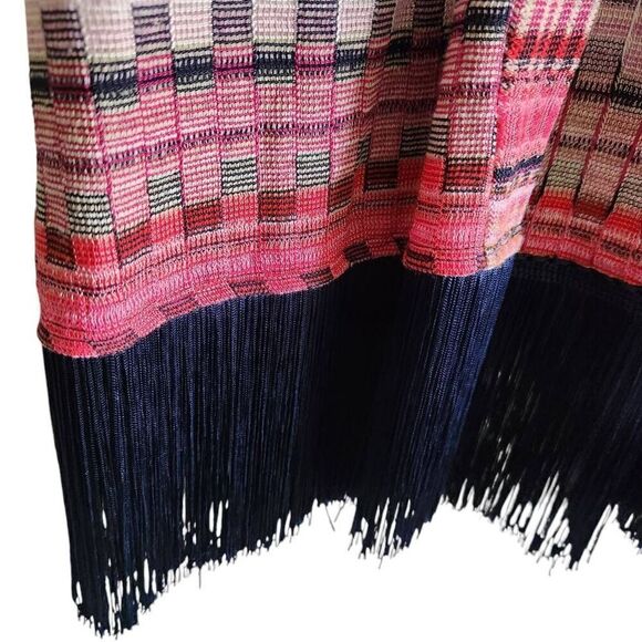 Trina Turk Cardigan Womens Small Open Fringe Short Sleeve Oversized - Picture 3 of 5